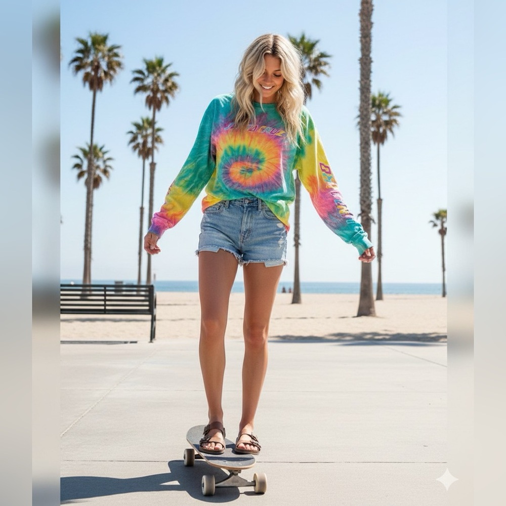 Santa Cruz Skateboards Men’s Tie-Dye Long Sleeve Shirt